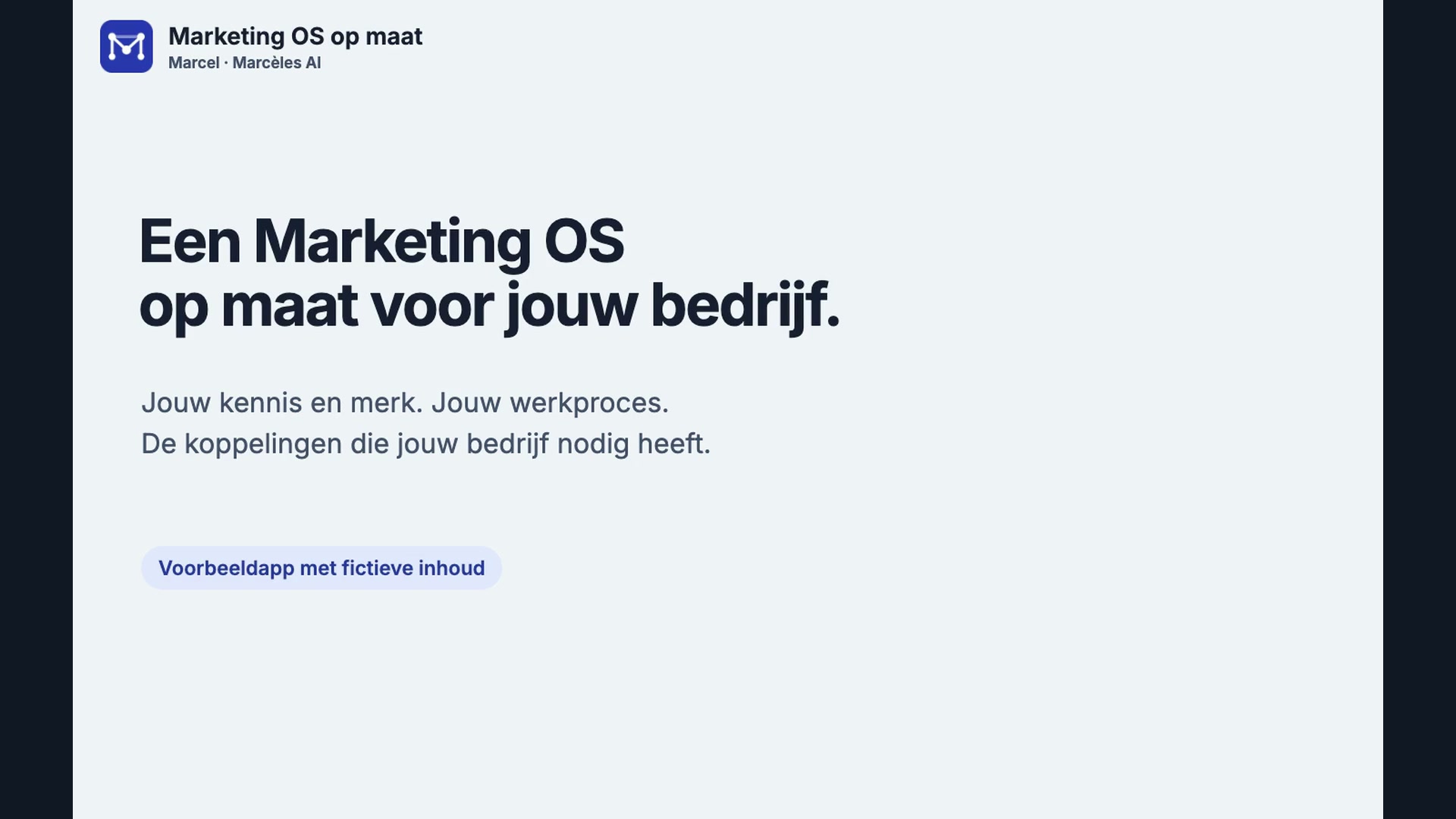 Voorbeeldbeeld uit de demofilm van Marketing OS
